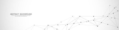 Soyut çokgen arkaplan ve noktaları ve satırları birleştiren web sitesi başlığı veya afiş tasarımı. Genel ağ bağlantısı. Metnin için pleksus arkaplanı ve alanı olan dijital teknoloji.