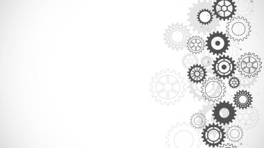 Cogs and gear wheel mechanisms. Concepts and ideas for hi-tech digital technology and engineering design. Abstract technical background of mechanical engineering. Vector illustration