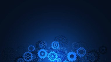 Cogs and gear wheel mechanisms. Concepts and ideas for hi-tech digital technology and engineering design. Abstract technical background of mechanical engineering. Vector illustration