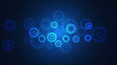 Cogs and gear wheel mechanisms. Concepts and ideas for hi-tech digital technology and engineering design. Abstract technical background of mechanical engineering. Vector illustration