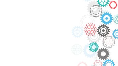 Cogs and gear wheel mechanisms. Concepts and ideas for hi-tech digital technology and engineering design. Abstract technical background of mechanical engineering. Vector illustration