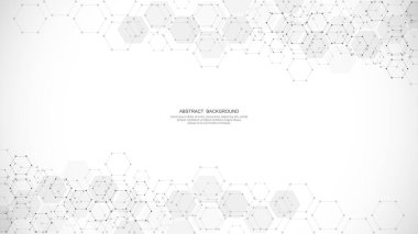 Geometrik şekilli ve altıgen desenli soyut bir arkaplan. Vektör illüstrasyonu