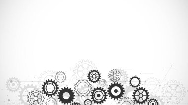Cogs and gear wheel mechanisms. Concepts and ideas for hi-tech digital technology and engineering design. Abstract technical background of mechanical engineering. Vector illustration