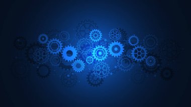 Cogs and gear wheel mechanisms. Concepts and ideas for hi-tech digital technology and engineering design. Abstract technical background of mechanical engineering. Vector illustration