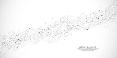 Abstract low poly background with connecting the dots and lines. Networking concept, internet connection and global communication. Vector illustration