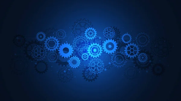 Cogs and gear wheel mechanisms. Concepts and ideas for hi-tech digital technology and engineering design. Abstract technical background of mechanical engineering. Vector illustration