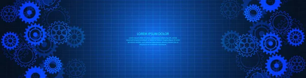 Website header or banner design with cogs and gear wheel mechanisms. Concepts and ideas for digital technology and engineering design. Abstract technical background of mechanical engineering.