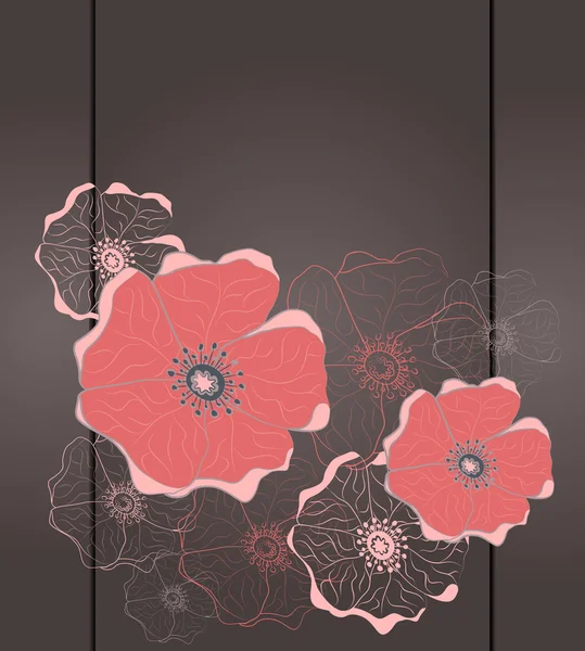 赤いケシの花カード — ストックベクタ