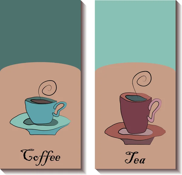 Tazas de té y café dibujadas a mano — Vector de stock