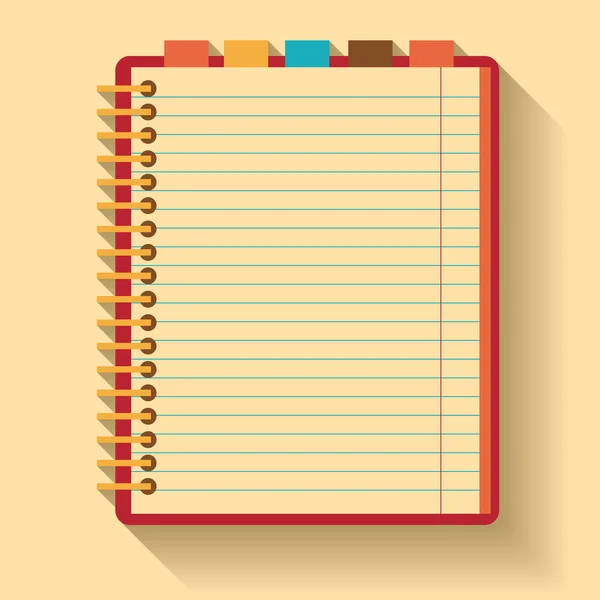 Cuaderno de notas. Diseño plano . — Vector de stock