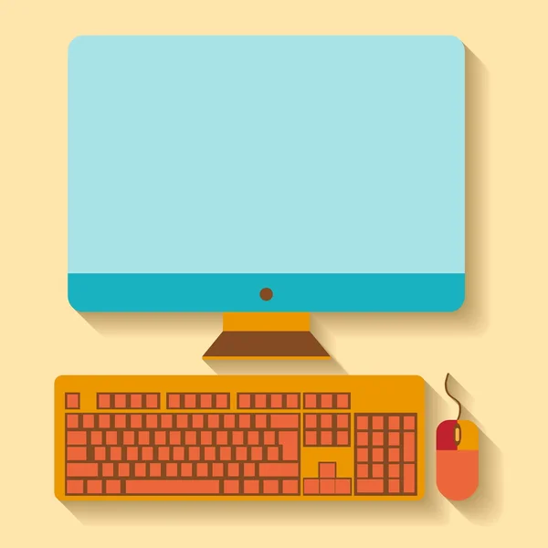 Design plat. Utilisation d'un PC de bureau — Image vectorielle