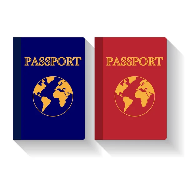 Diseño plano de pasaportes vectoriales con mapa aislado sobre fondo blanco — Vector de stock