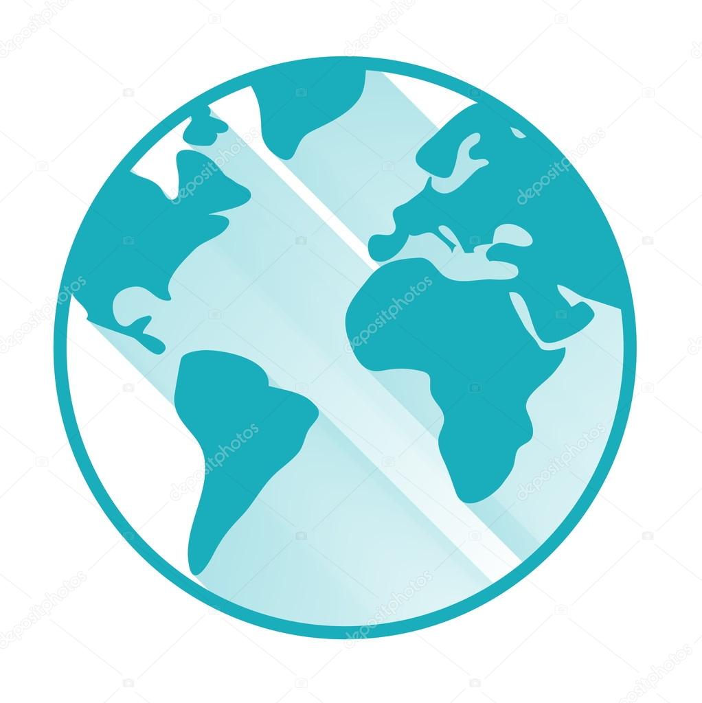 Vector globe icon with long shadow
