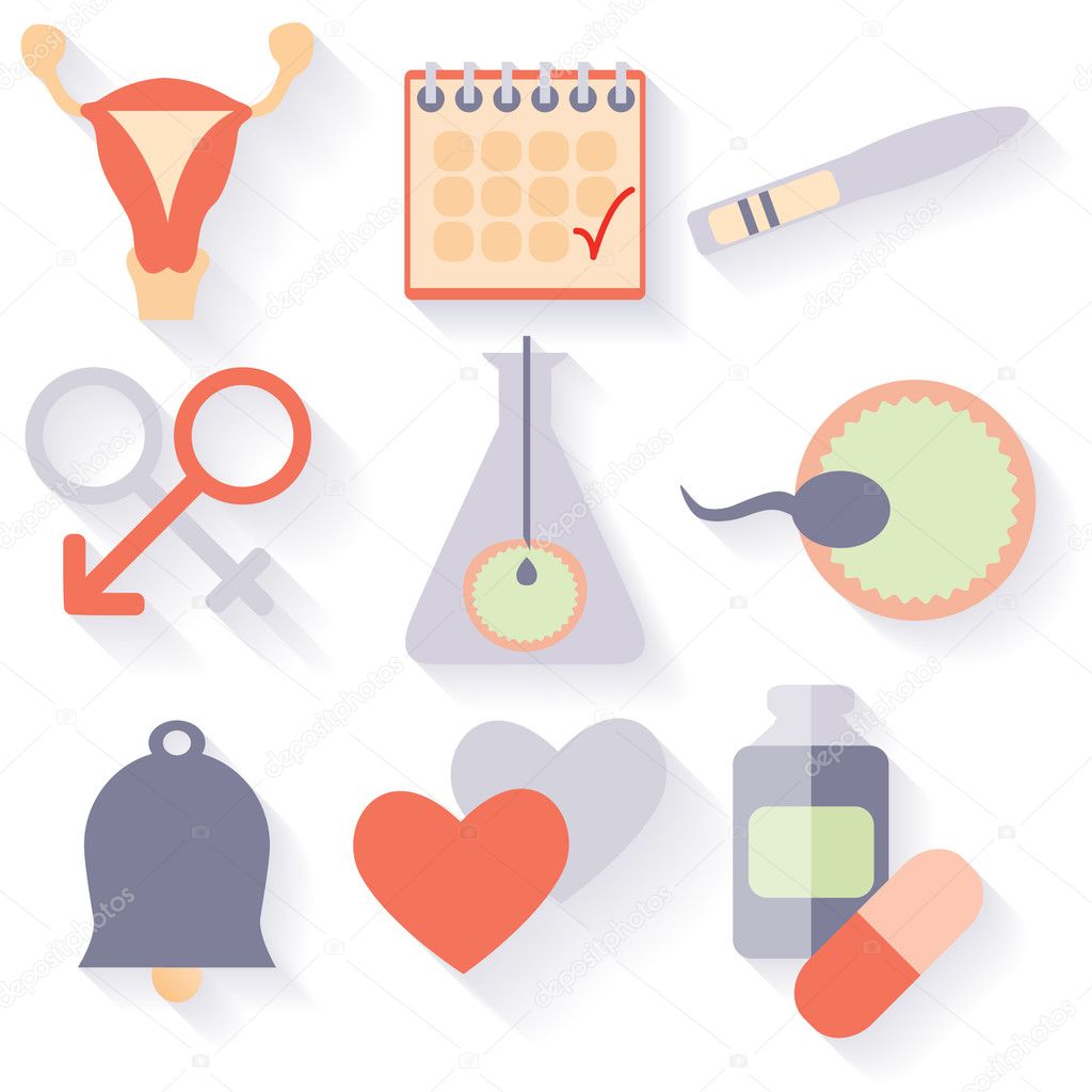 Flat design, vector set of fertility icons