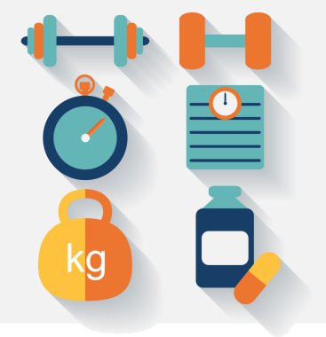 Fitness simgeler düz tasarım. vektör