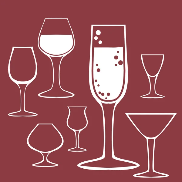 Dessin à la main. Ensemble de gobelet, verre à vin. Illustration vectorielle . — Image vectorielle