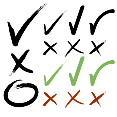 Hand drawn Check mark buttons. Vector illustration. clipart