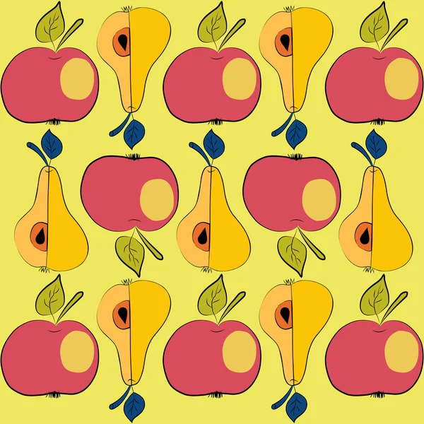Modello con pera gialla e mela rossa — Vettoriale Stock