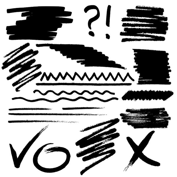 Hand drawn lines and strokes isolated on whight background