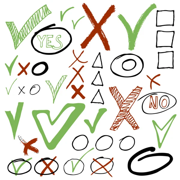 çizili onay işareti düğmeleri el.