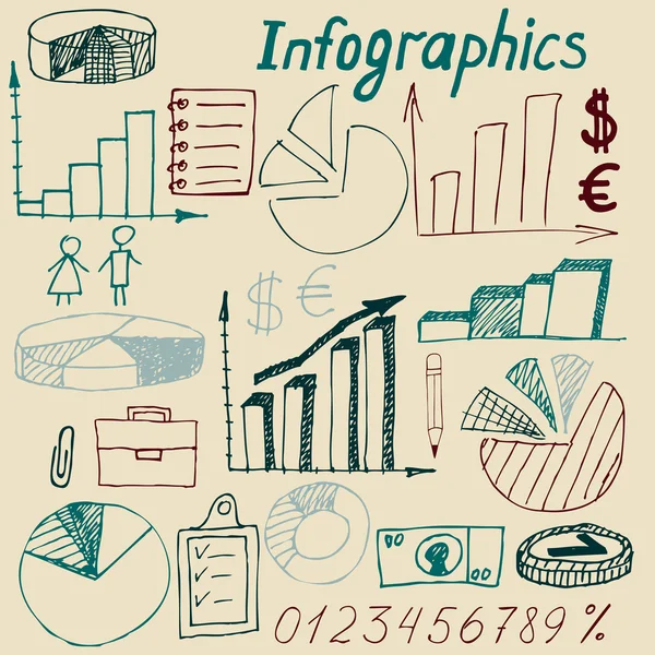 Ensemble d'éléments infographiques de gestion d'entreprise doodle — Image vectorielle