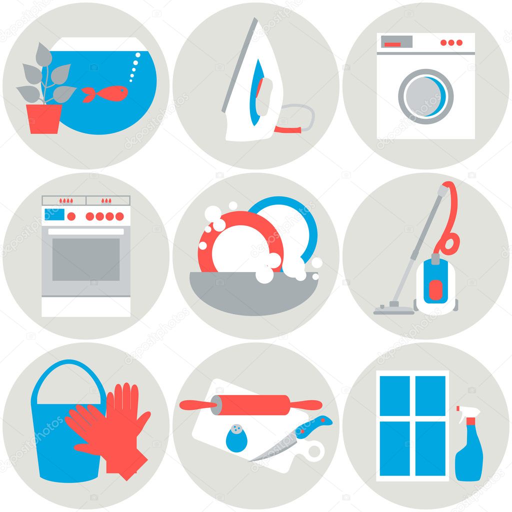 House work icons. Vector illustration.  Flat design.