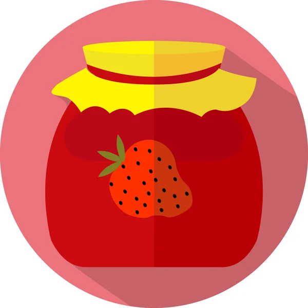 Diseño plano del icono del frasco de mermelada de fresa. Ilustración vectorial . — Vector de stock