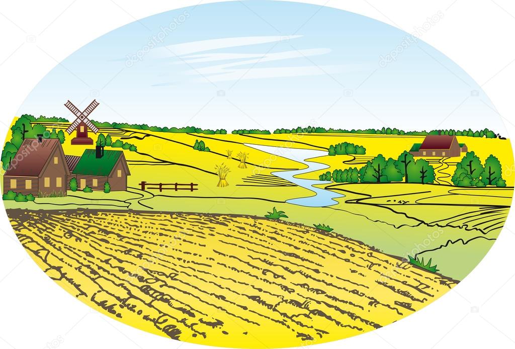 Village - wheat field
