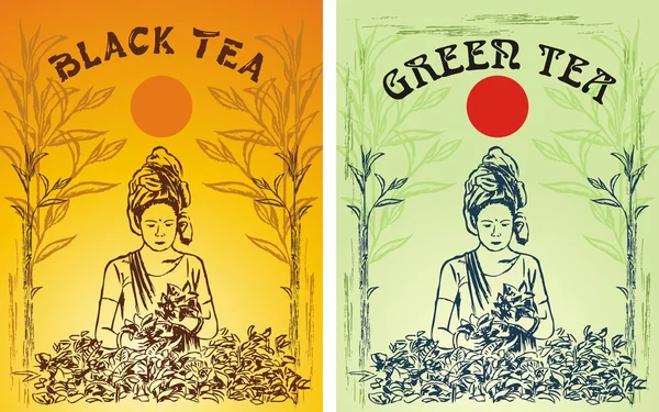 녹색과 검은색 차 라벨yeşil ve siyah çay etiketi