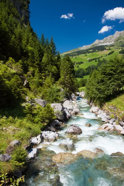 Snabb ström i Alperna, Schweiz — Stockfoto