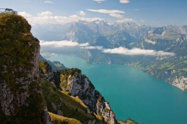 Güzel görünümünden Frontalpstock İsviçre Alpleri ve Dört kanton Gölü (Vierwaldstattersee)