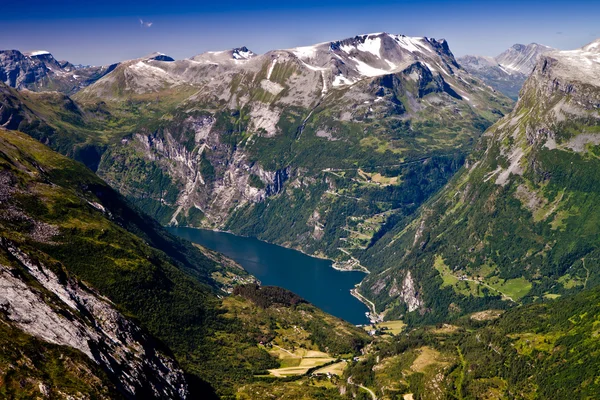 View to Geiranger fjord from Dalsnibba mountain — Stock Photo, Image