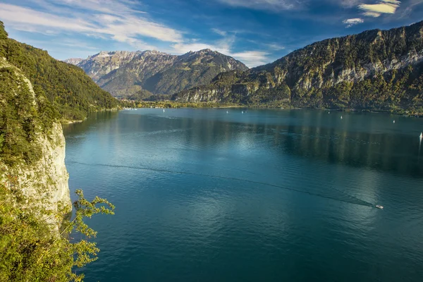 Met het oog op het Brienzermeer in prachtig herfstweer, Berner hooglanden, Zwitserland, hdr — Stockfoto