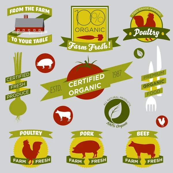 Elementos de projeto de agricultura orgânica —  Vetores de Stock