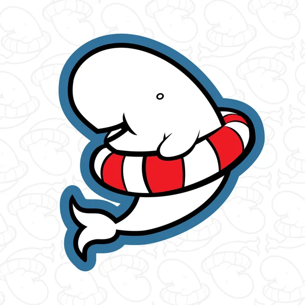 Cute Smiling Whale in a Lifebelt Royalty Free Stock Vectors