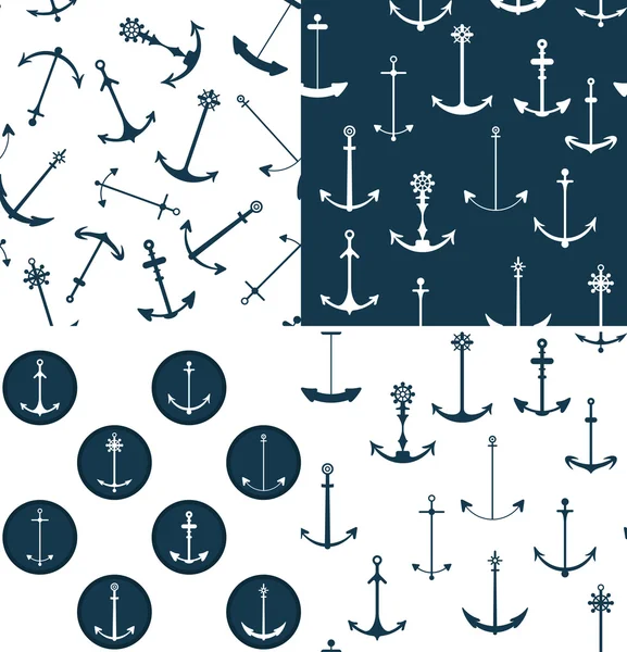 Nautical Anchors Seamless Patterns Stock Vector