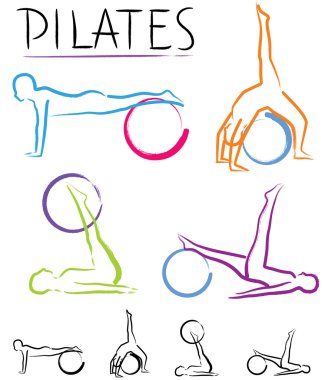 Pilates sınıf - renkli vektör