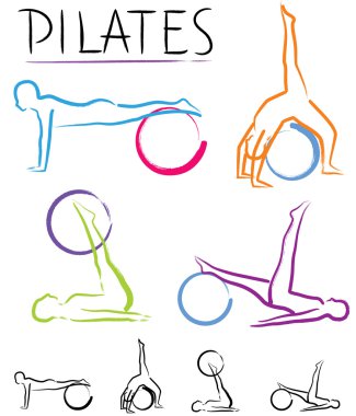 Pilates class - color vector clipart