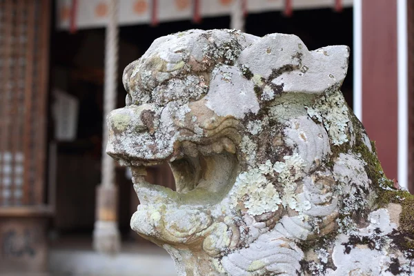 Cão guardião esculpido em pedra no Japão — Fotografia de Stock