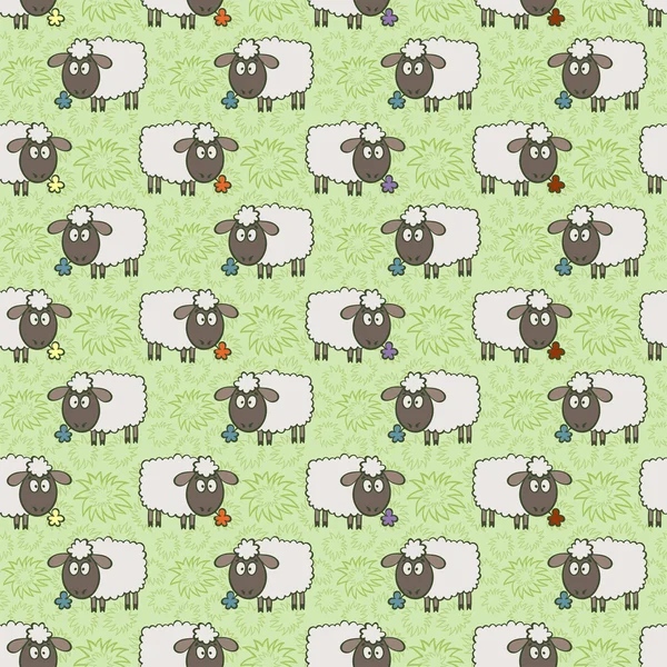 Бесшовный рисунок с овцами — стоковый вектор