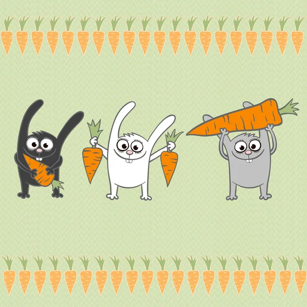 Lapins aux carottes — Image vectorielle