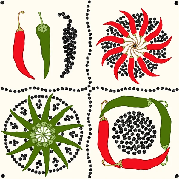 Χωρίς ραφή πρότυπο με πιπεριές — Διανυσματικό Αρχείο
