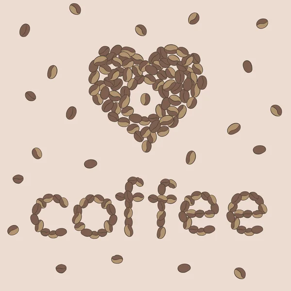 Koffie achtergrond met hart. — Stockvector