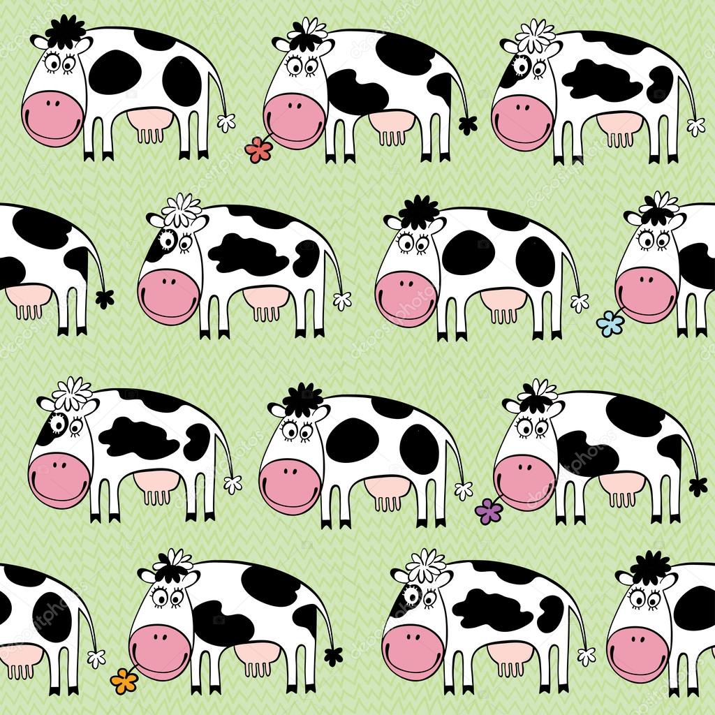 Cartoon cows. Background, vector illustration.
