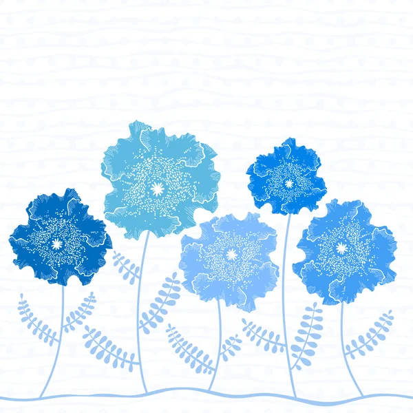 Inbjudan eller gratulationskort med blå blommor — Stock vektor