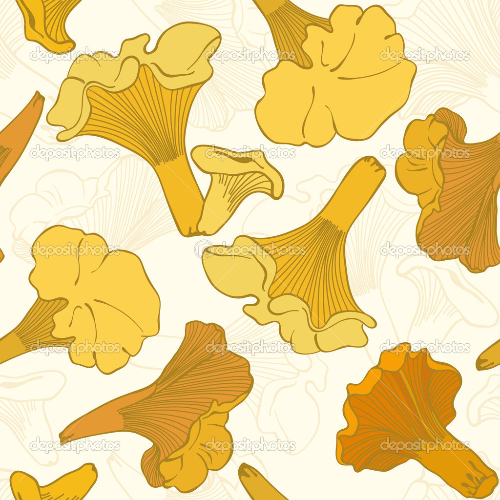 Seamless pattern with chanterelle mushrooms .