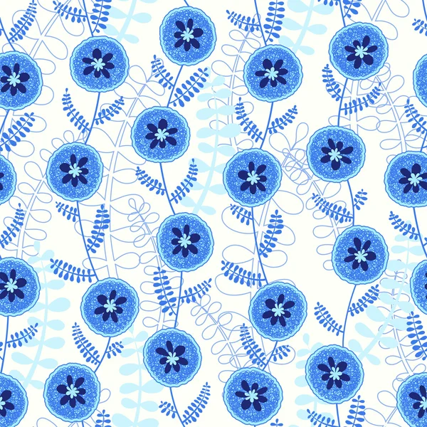 Patrón inconsútil abstracto con flores azules. — Archivo Imágenes Vectoriales