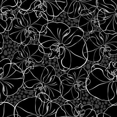 Seamless pattern with orchids .
