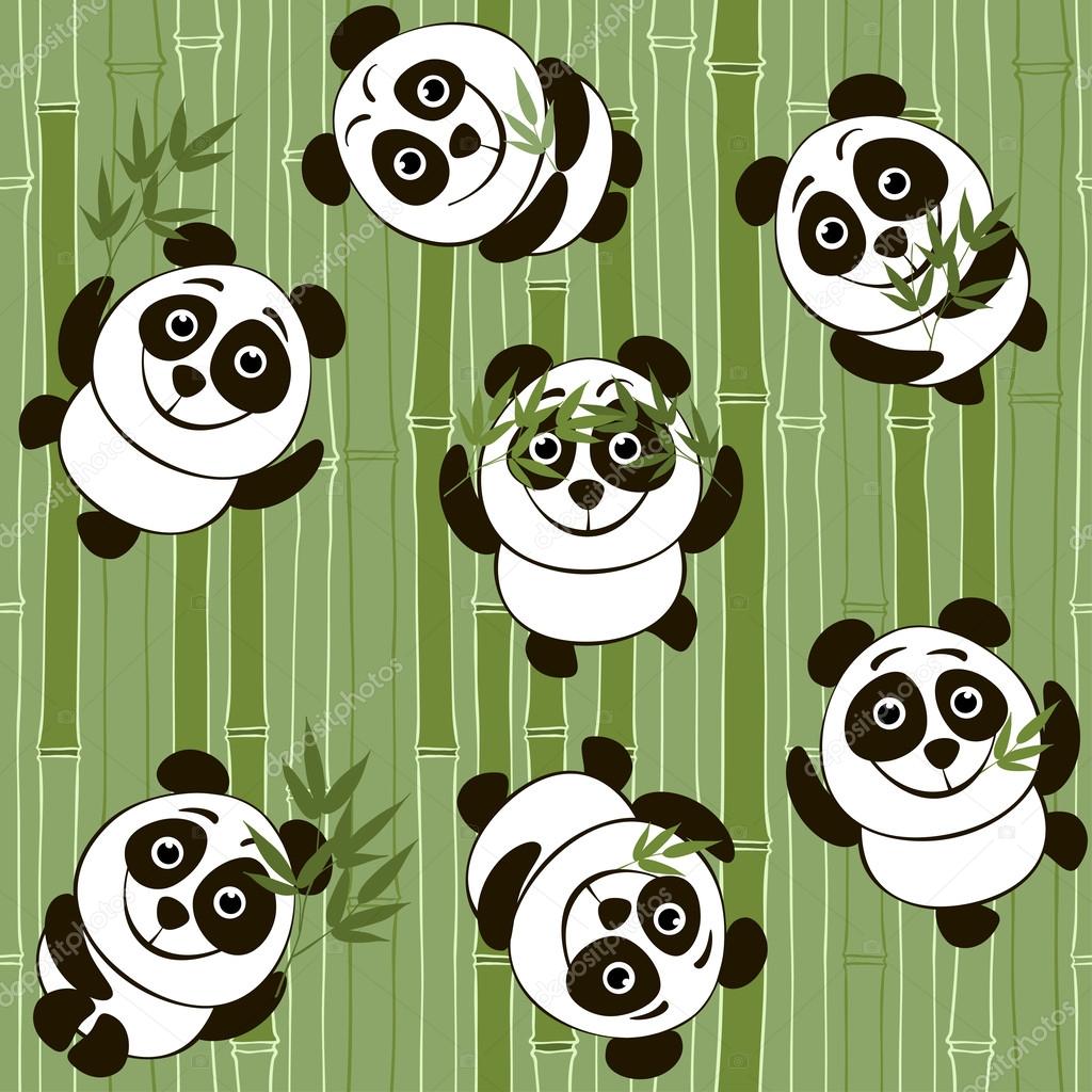 pandas on the background of bamboo