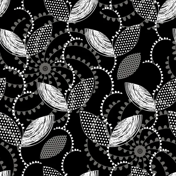 Floral monochrome seamless pattern. — Stock Vector